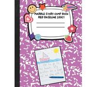 marble primary story comp book red baseline 100ct: Composition Notebook k-2 with Dotted Midline and Picture Space, Handwriting Paper perfect for back ... Ruled, Marble Cover, gift for girls,boy,kids