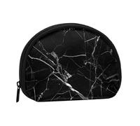 Marble Print Black WhiteSmall Makeup Sanitary Napkin Storage Bag,Women's Cosmetic Coin Purse