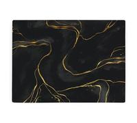 Marble Print Glass Worktop Protector - Black & Gold Marble Gifts - Smooth Kitchen Chopping/Cutting Board Worktop Saver with Non-Slip Feet 39cm x 28.5cm (15" x 11")