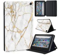 Marble Printed Case Compatible with All-New Amazon Kindle Fire HD 8 & 8 Plus Tablet (12th Gen/10th Gen, 2022/2020 Release) 8 Inch Thin Premium PU Leather Folio Case Cover (gold vein marble)