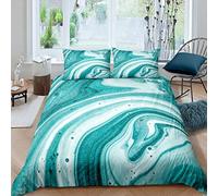 Marble Printed Duvet Cover Girly Teal Marble Pattern Bedding Set Abstract Art Comforter Cover for Girls Women Room Decor Lightweight Modern Marble Design Bedspread Cover Double Size With 2 Pillow Case