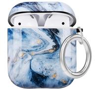 Marble Protective Hard Case Cover Compatible with AirPods 2/1 Generation Skin Portable & Shockproof Women Girls Men with Keychain