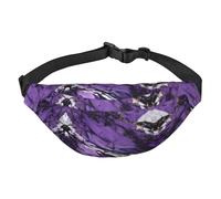 marble purple Adjustable Belt Hip Bum Bag Fashion Water Resistant Hiking Waist Bag for Traveling Casual Running Hiking Cycling, Black, One Size