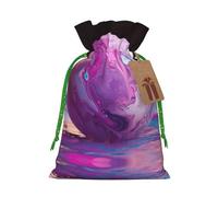 Marble Purple Colorful Christmas Drawstring Sack Gift Bag, Lightweight And Cute In Design