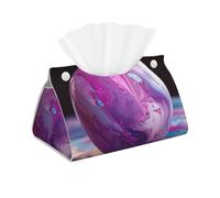 Marble Purple Colorful Printed Tissue Box Cover | Stylish Leather Tissue Paper Holder for Home Hotel Car Office Decor
