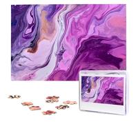 Marble Purple Colorful Puzzles from Photos 1000 Pieces Personalized Wooden Puzzle Challenging Jigsaw Puzzles for Adults Custom Picture Puzzle Gifts for Family Wedding Friend