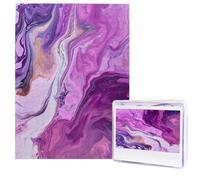 Marble Purple Colorful Puzzles from Photos 500 Pieces Personalized Wooden Puzzle Challenging Jigsaw Puzzles for Adults Custom Picture Puzzle Gifts for Family Wedding Friend