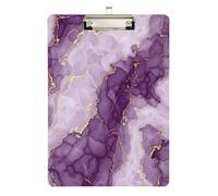 Marble Purple Lavender Clipboard Writing Board Paperboard Chic Design Clipboards, A4 Letter Size 12.5 x 9 Inches Silver Clip, Silver12x9in