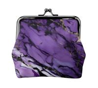 Marble Purple Print Charm and Versatile Coin Purse Exquisite Waterproof Kiss Lock Wallet for Keys Cards