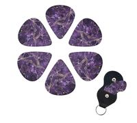 marble purple Print Guitar Picks 6 Pack Guitar Plectrums with Pick Holders Bass Picks For Acoustic Guitar Bass Electric Ukulele Includes 0.46mm, 0.71mm, 0.96mm
