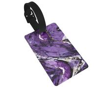Marble Purple Printed Small Luggage Tags Portable Bag ID Holders with Adjustable Strap for Travel Gear