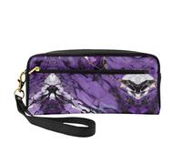 Marble Purple Small Cosmetic Bag,Portable Cute Travel Makeup Bag for Women Makeup Brush Organizer Pouch