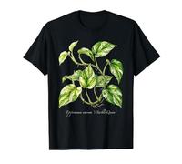 Marble Queen Pothos Plant Illustration Value Graphic T-Shirt, Men, Black, M