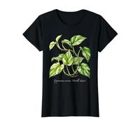 Marble Queen Pothos Plant Illustration Value Graphic T-Shirt, Women, Black, S