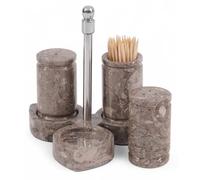 MARBLE RANGE Marble Salt & Pepper Shaker Set With Tray, Oceanic, Triangular, 0.8 Oz, 2.5"H x 1.5"W x 1.5"D, 1.69 lbs