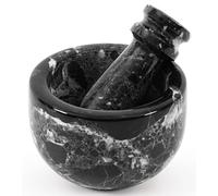MARBLE RANGE Mortar and Pestle Set 2.5" Inches Handmade Garlic Crusher & Grinder Bowl, Mini Mortar and Pestle for Kitchen - Herb Grinder Spice Grinder (Black)