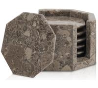 Marble Range Oceanic Coasters Set of 6 Handmade 3.5" Inches Coasters for Drinks for Coffee Table, Marble Coaster with Holder