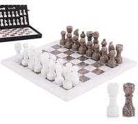MARBLE RANGE Set 12" Inches White & Oceanic Handmade Chess Sets for Adults - Marble Board Game for Family with Storage Box & 2 Extra Queen, Ideal Travel Chess Set & Home Décor