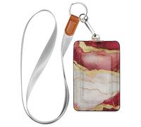 Marble Red White Cruise Essentials Work Badge Holder with Lanyard Card Holder case for Ship Cards Travel & Vacation