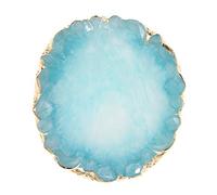 Marble Resin Jewelry Tray Ring Dish Ring Holder Display Organizer with Golden Edged Nail Art Color Palette Decorative Dessert Dish Home Decor Wedding Valentine's Day Gift for Women Girls Blue