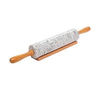 Marble Rolling Pin with Wooden Handles and Cradle Save Effort for Bread White