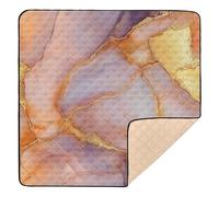 Marble Rose Gold Orange Cute Foldable Baby Gym & Activity Mat for Floor Waterproof Playroom Activity Mat for Babies Infants Toddlers, 50'' x 50''