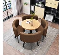 Marble Round Dining Table Set for 4 with Chairs - Elegant Office Reception Desk & Chair Combo Perfect for Living Room & Lounge Spaces