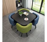Marble Round Dining Table Set for 4 with Chairs - Elegant Office Reception Desk & Chair Combo - Perfect for Living Room Lounge & Modern Spaces