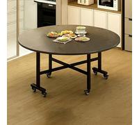 Marble Round Folding Dining Table 39" Extendable Kitchen Table with Lockable Wheels Mobile Metal Base Space-Saving Design for Dining & Living Room Modern & Elegant