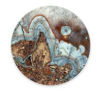 Marble Round Mouse Pad, Blue Agate Gemstone Pattern, Boho Natural Stone Desk Accessory