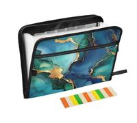 Marble Royal Blue Green Expandable Folder Expansion File Folder | 13 Pockets A4 Letter Size, with Zipper Closure Folder With Pocket Office Supply