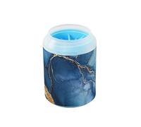 Marble Royal Blue Grey Reusable Paw Cleaning Cup with Soft Silicone Brush Feet Cleaning Kit for Small & Medium Dogs