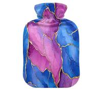 Marble Royal Blue Hot Pink hot-Water Bottle with Soft Cover, 2L Warm Water Bottle for Bed for Neck and Shoulder Pain Relief, Neck and Shoulder Pain Relief
