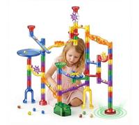 Marble Run, 104 PCS Building Toy Set, Creative Construction Game with 10 Marbles Colorful + 30 Glass Marbles, Educational STEM Marble Runs Gift for 3 4 5 6-8-12 Year Old Boys Girls