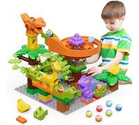 Marble Run Building Blocks Dinosaur Age 3+, Kids STEM Toys Dino Marble Race Track Set, 67 Pcs Classic Big Blocks Ball Race Track Educational Toys for Boys Girls 4 5 6 7