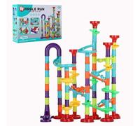 Marble Run Construction Set, STEM Learning Building Toy, 113 Pieces, Colorful Plastic Track with Spiral Ladder, Rotating Funnel, Ages 3-8