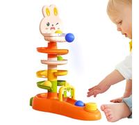 Marble Run Tower - Rabbit Themed Slide, 5-Tier Cascading Ball Track, Early Years Development Tool, Stacking Logic Game, Interactive Visual Tracking Toy for Nursery Play