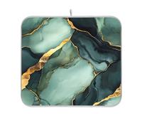 Marble Sage Green Black Drying Dish mat Reusable Rectangle Small Dish Drainer Tray 16x18 Easy Clean Decorative Home Decor Essentials