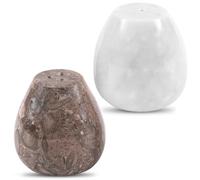 Marble Salt and Pepper Egg Shape Shakers Set of 2 Oceanic & White 2.3" Salt & Sugar Container - Seasoning Container for Modern Kitchen Decor