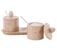 Marble Salt Cellar with Lid and tray 4 Inch Verona Handmade Salt Container, Set of 2 Seasoning Jars, Spice Storage Container for Kitchen countertop, spice jars Sugar bowl