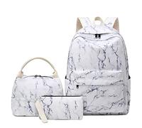 Marble School Backpack for Girl Boy Teens Set Laptop Daypack Lunch Tote Pencil Bag Schoolbag