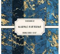 Marble Scrapbook Paper - Double Sided: Blue and Gold Color Patterns, Decorative Craft Paper for Scrapbooking, Cardmaking, Mixed Media Art, Decoupage, Collage, Backing, & More Crafting Projects