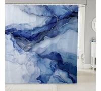 Marble Shower Curtain Watercolor Marbling Shower Curtain for Kids Girls Boys Modern Abstract Ink Painting Bath Curtains with 12 Hooks Suits Blue White Waterproof Curtains 72" W x 78" L