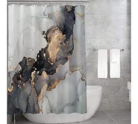 Marble Shower Curtains Waterproof Shower Curtain Set Black and Grey Background Fabric Shower Curtain Washable 12 Hooks 240x183 cm