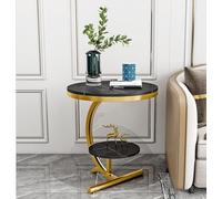 Marble Side Table with Two-Tier Design for Living Room and Hotel Use