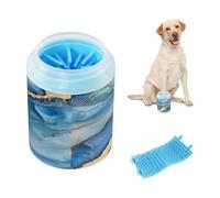 Marble Silver Royal Blue Portable Dog Paw Washer Silicone Brush Soft Feet Cleaning Kit for Small & Medium Dogs