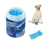 Marble Silver Royal Blue Portable Paw Cleaner with Silicone Brush Soft Essential For All Pets Owners for Small Medium Dogs & Cat Breeds