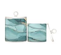 Marble Silver Sage Green Clear Plastic Candy Organizer Storage with lid Bathroom Essentials Decorative Storage Bins for Floss Picks,Paper Clips,2 Pack