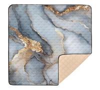 Marble Silver White Large Sturdy Baby Playmat for Indoor Outdoor Portable Baby Kick Crawling Mat for Babies Infants Toddlers, 50'' x 50''