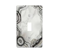 Marble Single Light Switch Cover Plate, Modern Abstract Waves Lines None Black Plastic Standard Size Toggle Light Switch Cover for Living Room Bedroom Home Office Decor (Single)